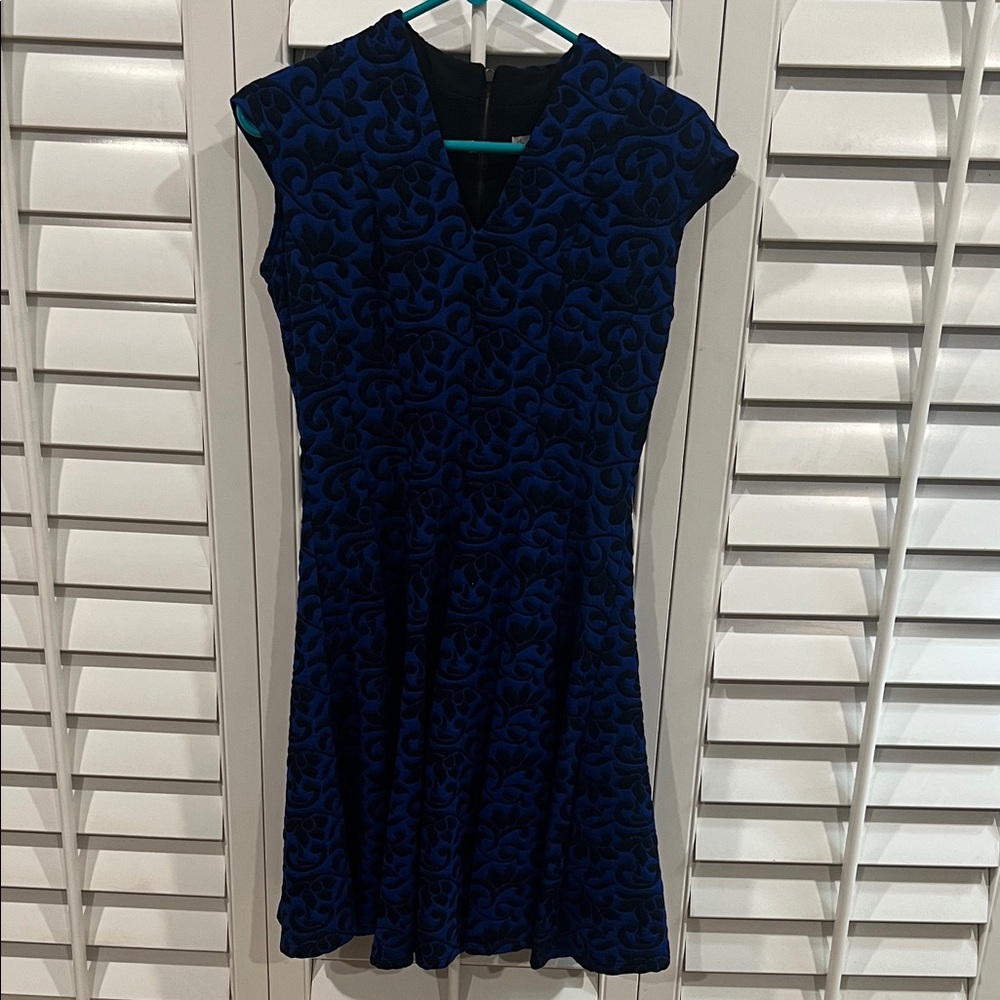 Dress Barn Navy and Black Patterned Dress